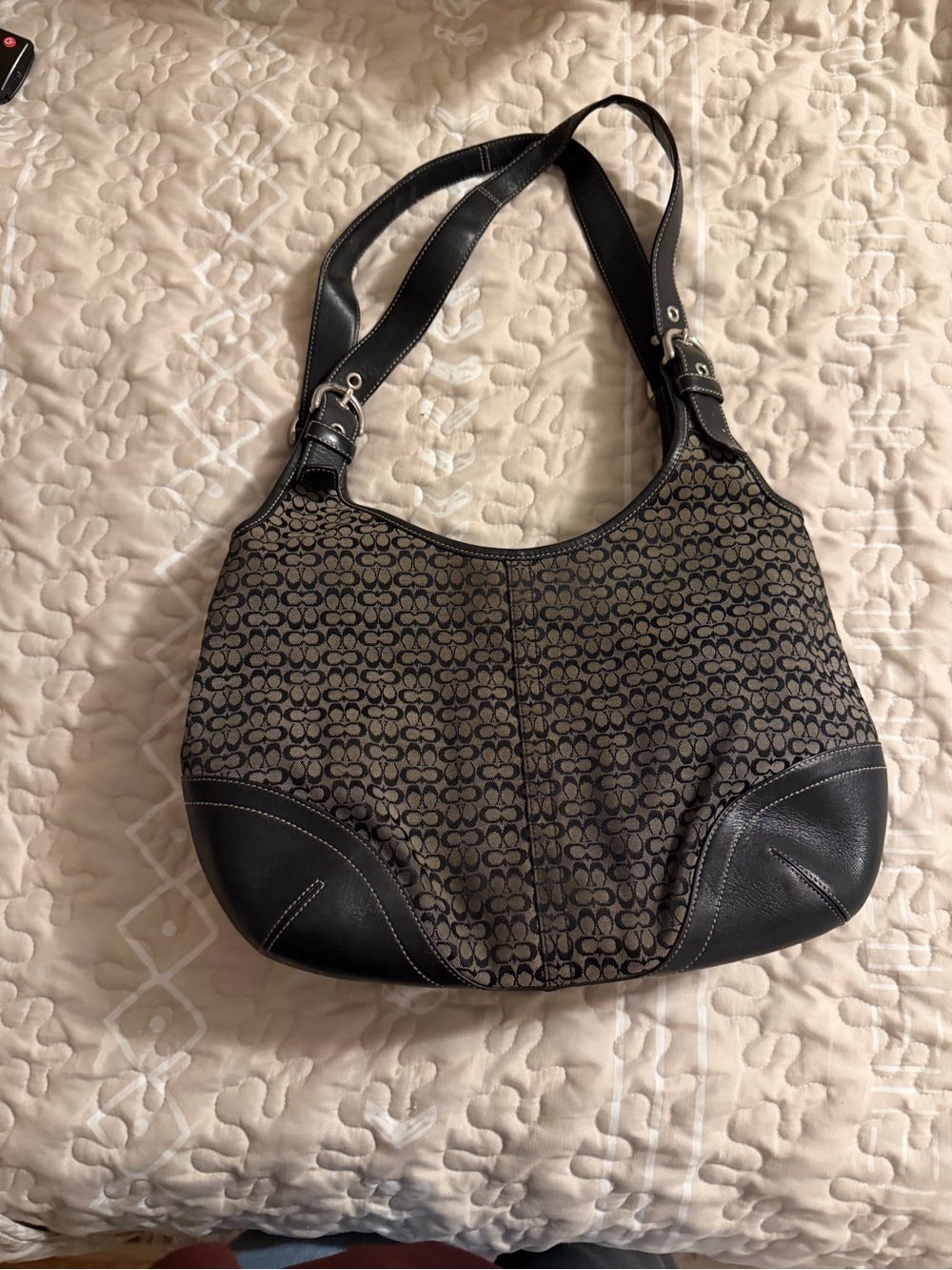 Coach Black Signature Hobo Shoulder Bag y2k soho